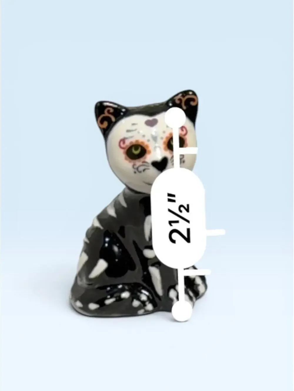 Black cat white skeleton day of the dead sugar skull design salt pepper shaker